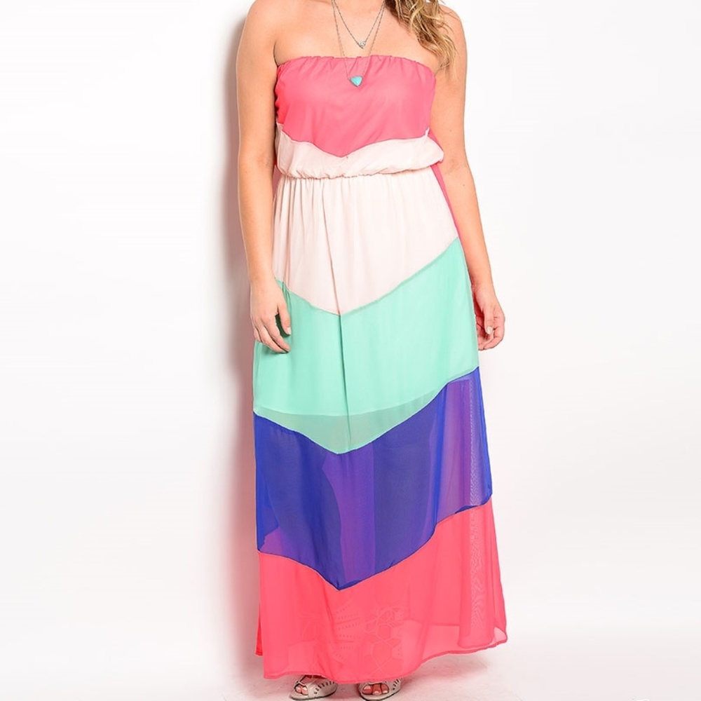 chevron maxi dress strapless - Picture 1 of 4